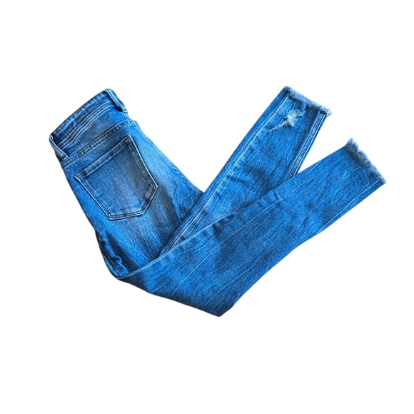 Kancan Distressed High Rise Ankle Skinny Jeans Fringe Bottom Hem Size Girls 12 - Picture 2 of 7